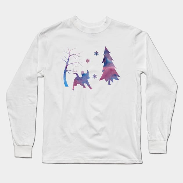 Jack Russell Terrier Winter Art Long Sleeve T-Shirt by BittenByErmines